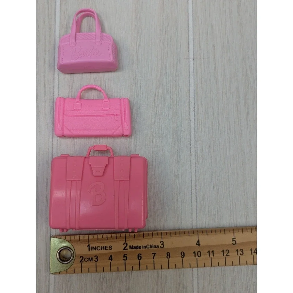 Barbie Doll Accessories Travel Lot Pink suitcase purses Brush Sunglasses shoes + - Picture 6 of 7